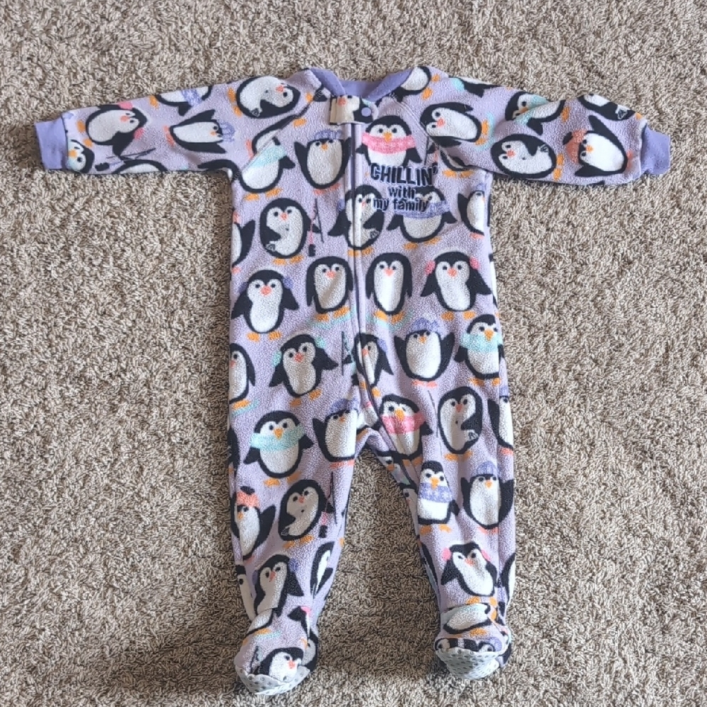 The Children's Place Purple and Black Footies One Piece